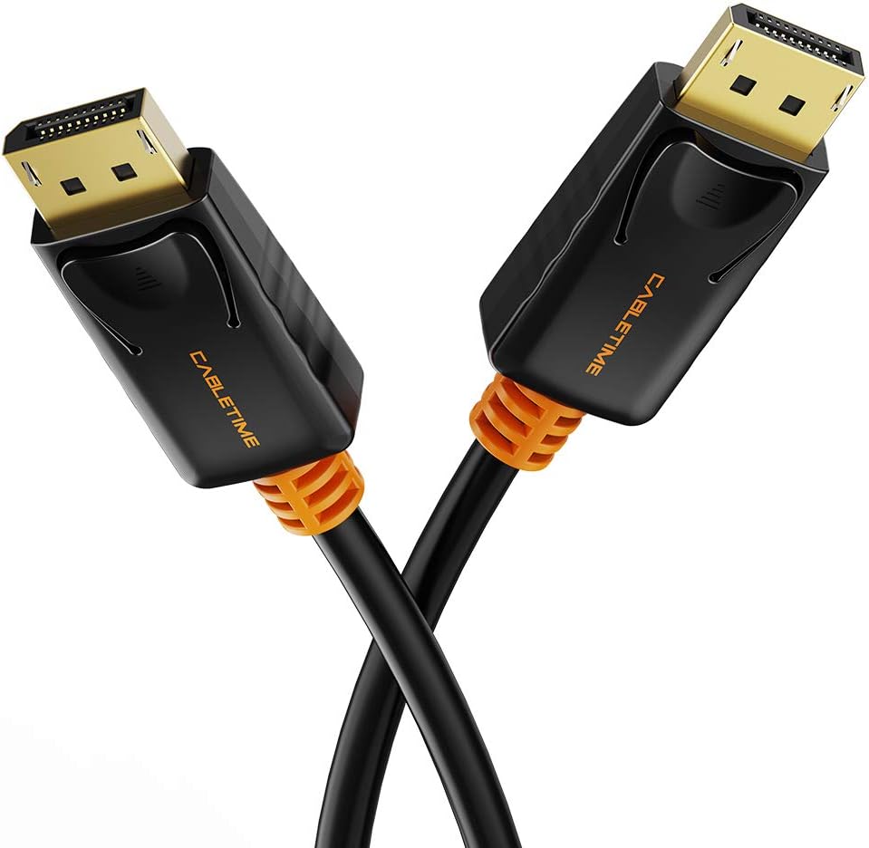 DP to DP Cable,CABLETIME 2-Meters Gold Plated DisplayPort to DisplayPort (DP v1.2) Cord Male to Male 4K Resolution with Audio from Laptop/PC/Graphic Card to HDTV, Monitors, Display, Projectors,etc (3M (10 Feet))