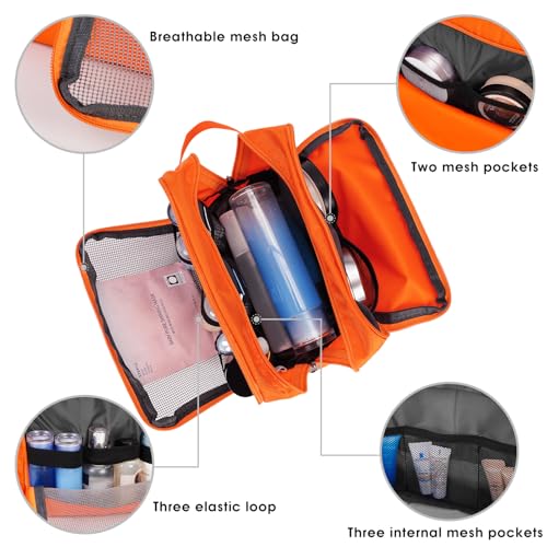 Image of WANDF Travel Toiletry Bag for Men, Small Dopp Kit for Toiletries | Water-Resistant Fabric, Travel Bag for Toiletries, Compact Storage, Shaving Accessories, Weekend Trips