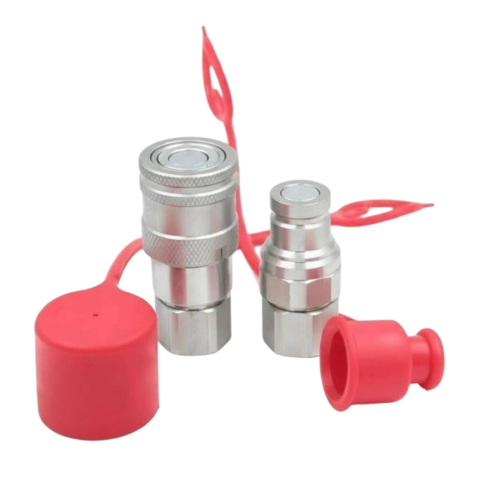 Harilla Martillo Hidráulico Juego de Acoplador Rápido Conexión Cara Plana Conector de Set Completo con Piezas Macho y Hembra y Tapas Antipolvo Adecuado para, Martillo 70