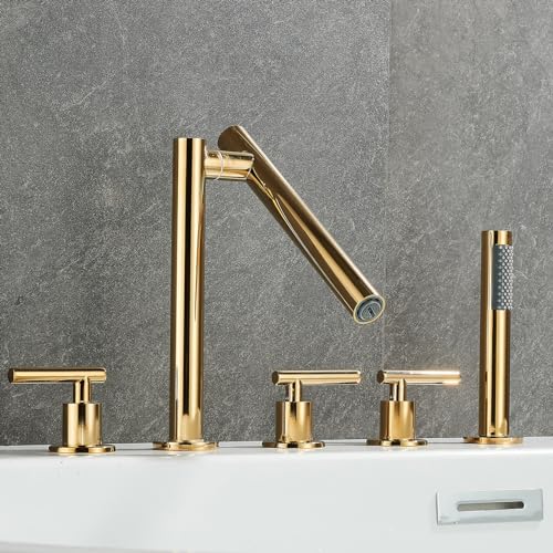 Mitigeur de baignoire et douche pour salle de bain familiale dorée