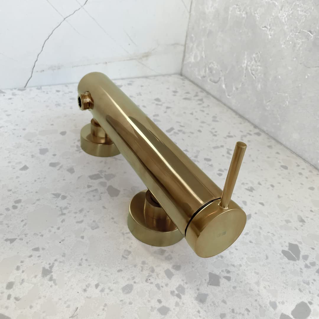 Columna De Ducha Mecánica Essebagno Luisa Oro Cepillado - Diseño Francés Con Mezclador Y Cabezal Plano