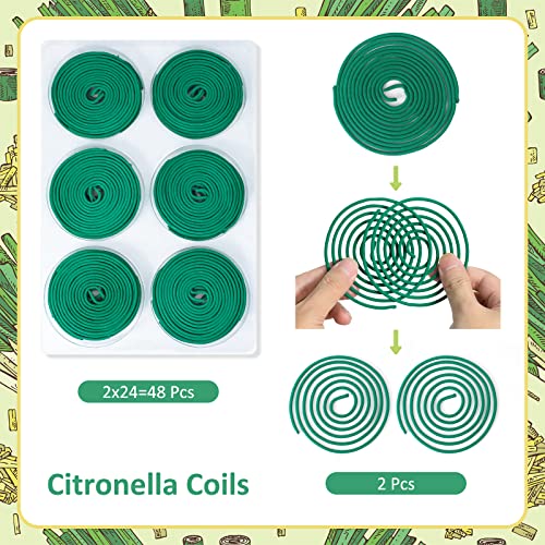 Citronella Coils, 48 Pcs Citronella Incense With Coil Holder, Suitable For Outdoor Use, Pool Side, Patio, Porches #TOP1