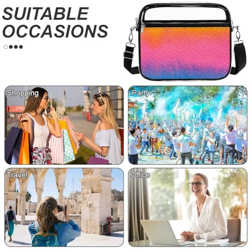 Rainbow The Same Fantastic Color Large Crossbody Bag Clear Stadium Bag Anti-Theft Side Shoulder Bags Messenger Bag with 2 Compartments4