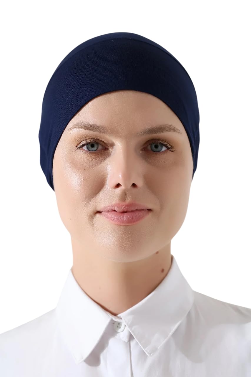 ihvan online, Hijab Cap, Beanie Undercap Scarf, Turban Head Wraps for Women, Hair Wrap, Muslim Under Scarf Hijab Cap, Navy Blue