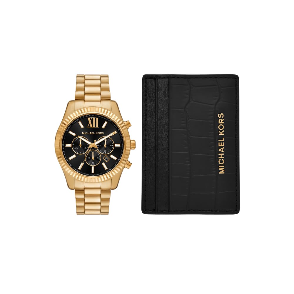Michael Kors Lexington Herren 44MM Goldfarbene Edelstahluhr, MK9245SET