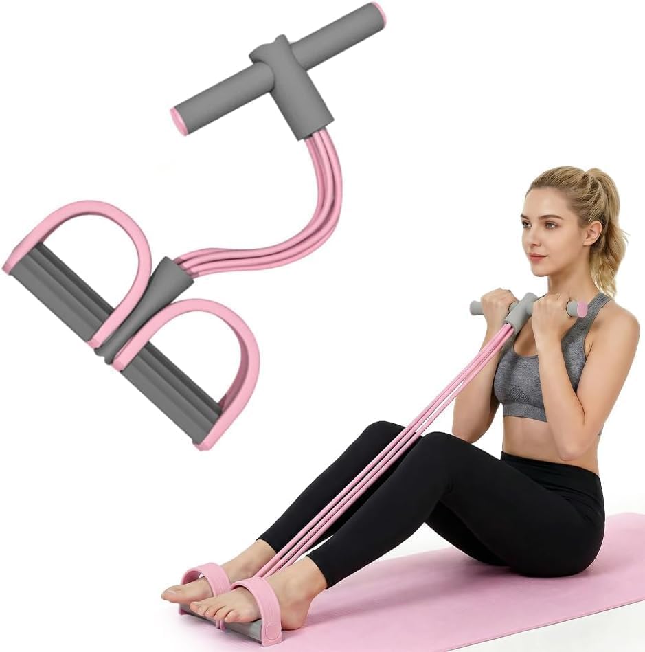 Pedal Resistance Bands with Handles - 2026 New 6-Tube Elastic Foot Pedal Resistance Bands Foot Pedal Resistance Bands Multifunctional Fitness Band for Workout Yoga Waist Arm Leg (Pink)