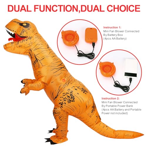Inflatable Dinosaur Costume Adult&Kid, Blow Up Trex Costume Inflatable Costume for Halloween Themed Party Cosplay3