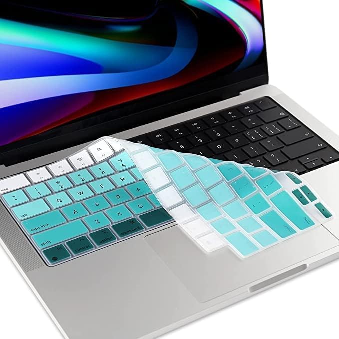 Image of Premium Ultra Thin Keyboard Cover Protector for MacBook Neo 13 inch(2026,Touch ID) /MacBook Pro 14 inch /16 inch /MacBook Air 13 inch /15 inch US Layout Clear Keyboard Protector 2026-2021 M5 /M4 /M3 /M2 /M1 Pro /Max Chip-GR GREEN