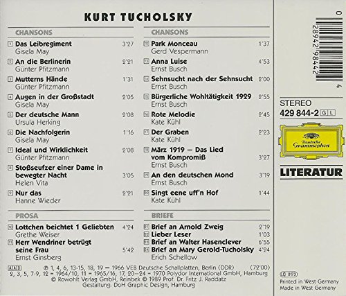 Literatur - Chansons, Lieder, Prosa, Briefe (Kurt Tucholsky)