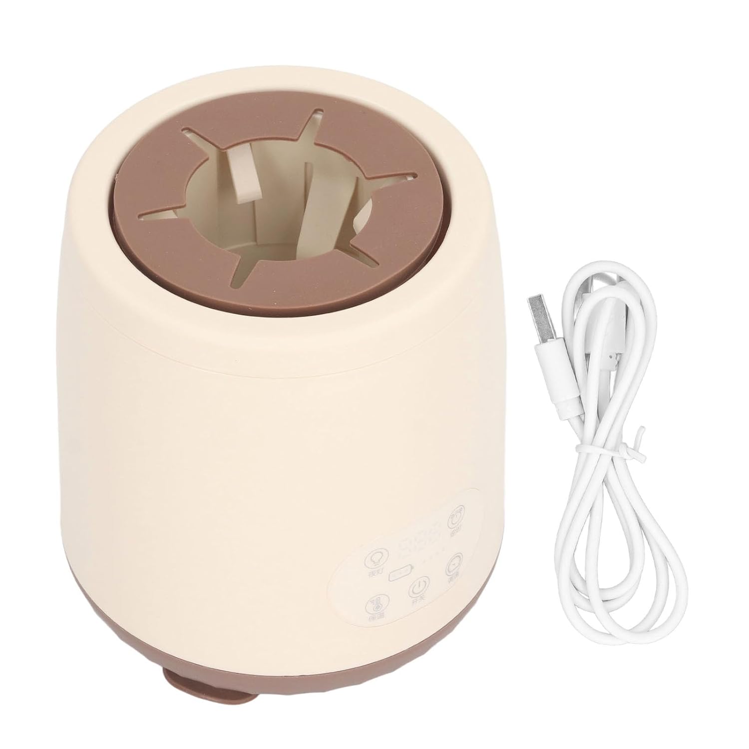 Baby Formula Mixer, 360 Degree Rotating USB Rechargeable Portable Milk Warmer, Infant Bottle Mixer with Adjustable Timing for Formula (Khaki)