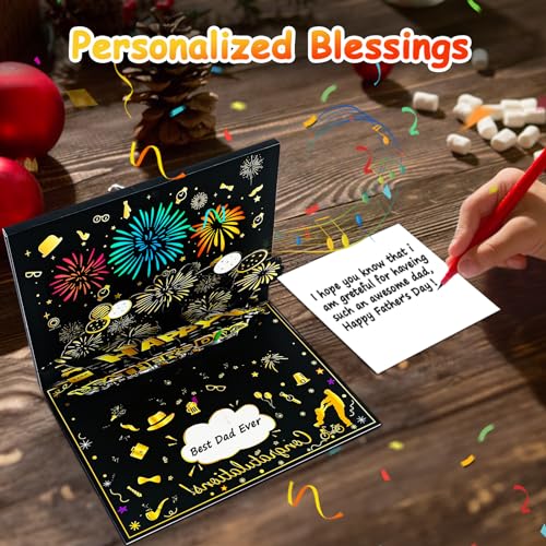 Fathers Day Card, 3D Pop Up Happy Lights & Music Father's Day Cards from Daughter Son Wife Kids, Funny Fathers Day Greeting Card Gifts for Dad Husband Grandpa Son Him Men - Image 6