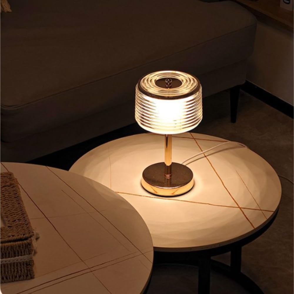 Lampada da tavolo in cristallo, luce notturna da comodino moderna | Paralume in cristallo, alimentazione USB, dimmerabile, stile moderno, luce notturna