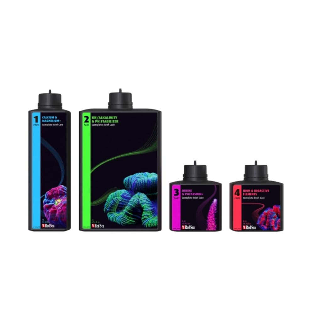 Red Sea Coral Tank Care System Trace Element Additives Calcium Magnesium KH Basic Element Supplement Iron Potassium Stabilizer(R22751)