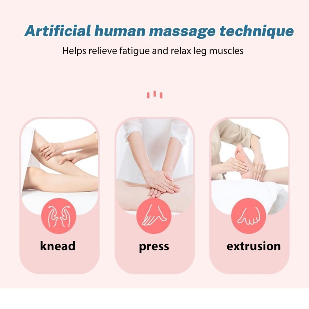 Masajeador de Piernas, Masajeador de Piernas para Circulación y Relajación, 6 Modos 3 Intensidades, 35-50℃ Ajustable, Adecuado para Masaje De Pies, Piernas, Molletas,