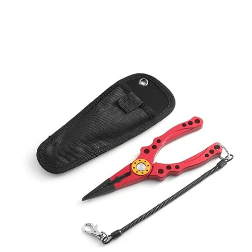 Fishing Multitool Pliers-Red Aluminium 7.4" L * 4" W Durable, Multi-Functional, Lightweight For Fisherman Cutting Tippet, Tying Lures, Pre-Making Leaders #TOP3