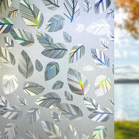 Qualsen 3D Leaf Rainbow Window Film Cover