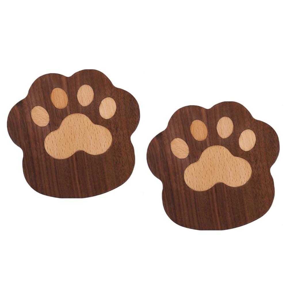 CTRLZS Drink Wooden Coasters Absorbent Animal Cat Claw Cup Mats Water Absorbing Drink Coasters Animal Cup Coasters for Drink