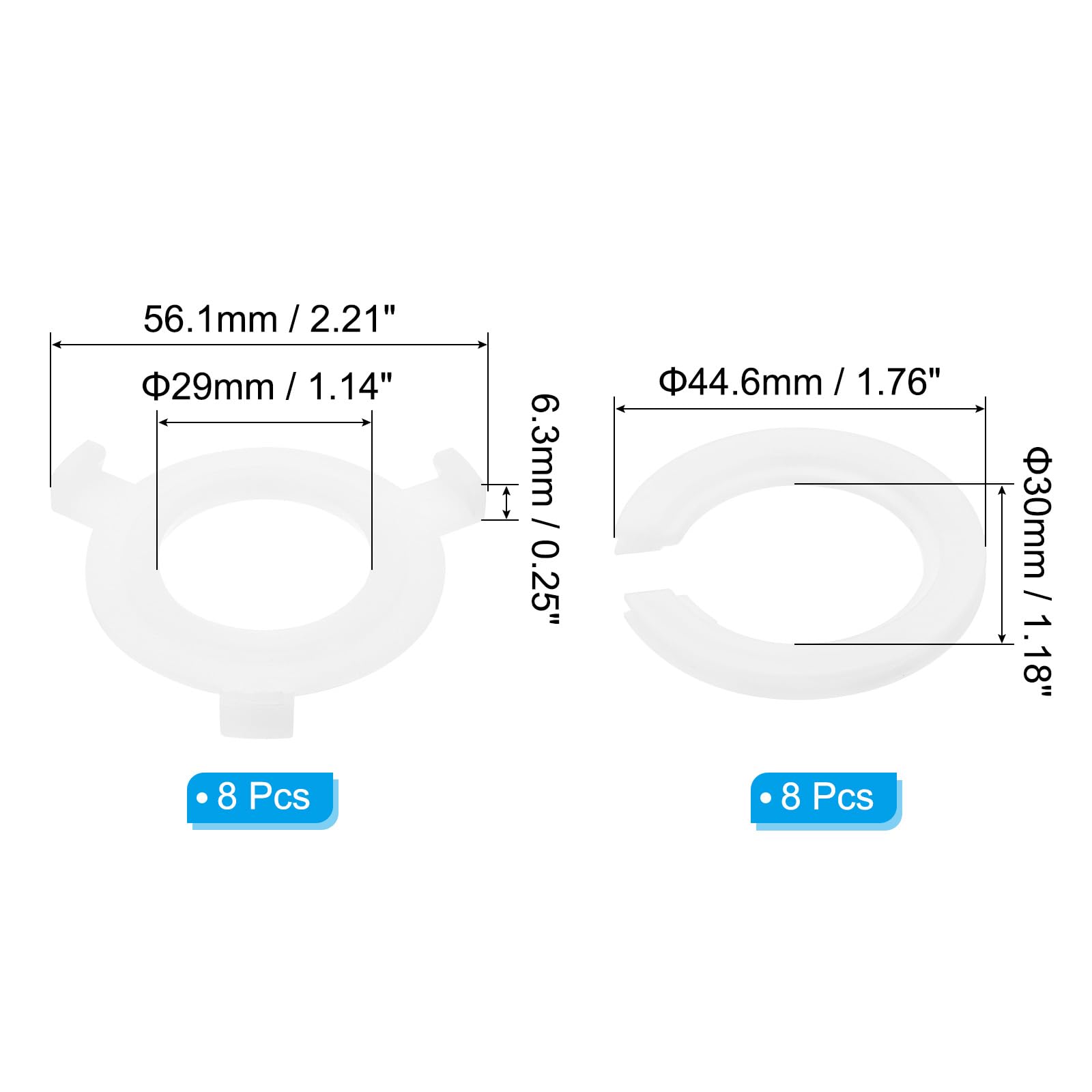 PATIKIL E27 to E14 Lamp Shade Rings, 16pcs Lamp Holder Adapter Ring Converter Reducer Fitting Light Fixtures Replacement, White - Image 2