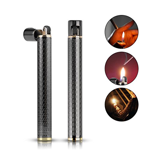 Yusud Butane Fuel Lighter, Cool Pipe Lighter, Soft Flame Flint Lighter, Cigarette Cigar Lighter, Gas Lighters With Extra 3 Flints, Unique Gifts For Men, Women (Gray) #TOP1