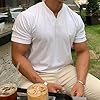 2024 New Men Gentlemans Business Short Sleeve Fitness T Shirt,Summer Solid Color V-Neck Short Sleeve Gym T-Shirt Shirts (white,XXX-Large) #5