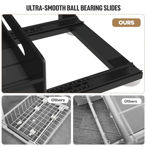Image of Under Sink Organizer Upgrade To Professional Rails,2-Tier Dual Pull Out Cabinet Storage,Height Adjustable Slide Out Drawers For Bathroom Kitchen,2 Pack-14.5 inch Dx12.8-16.9 inch H,Black