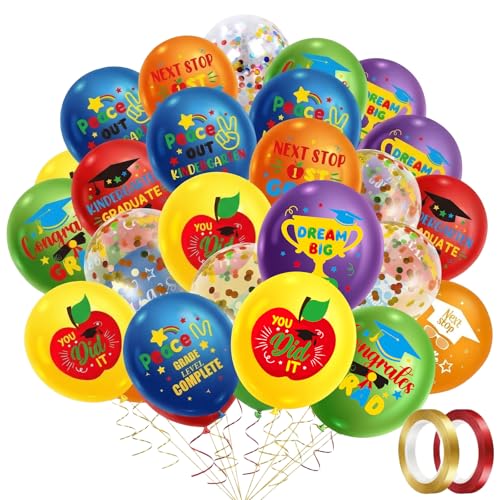 Lovarywow Kindergarten Graduation Decorations 56PCS Peace Out Kindergarten Grad Party Balloons Decor Colorful Congrats Grad Party Supplies for School Classroom Home