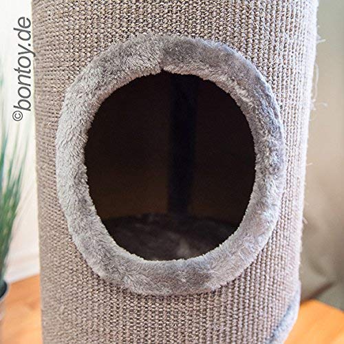 Bontoy Kratztonne Buddy in grau I 37 cm x 100 cm I mit weichem Liegebett I DREI Höhlen