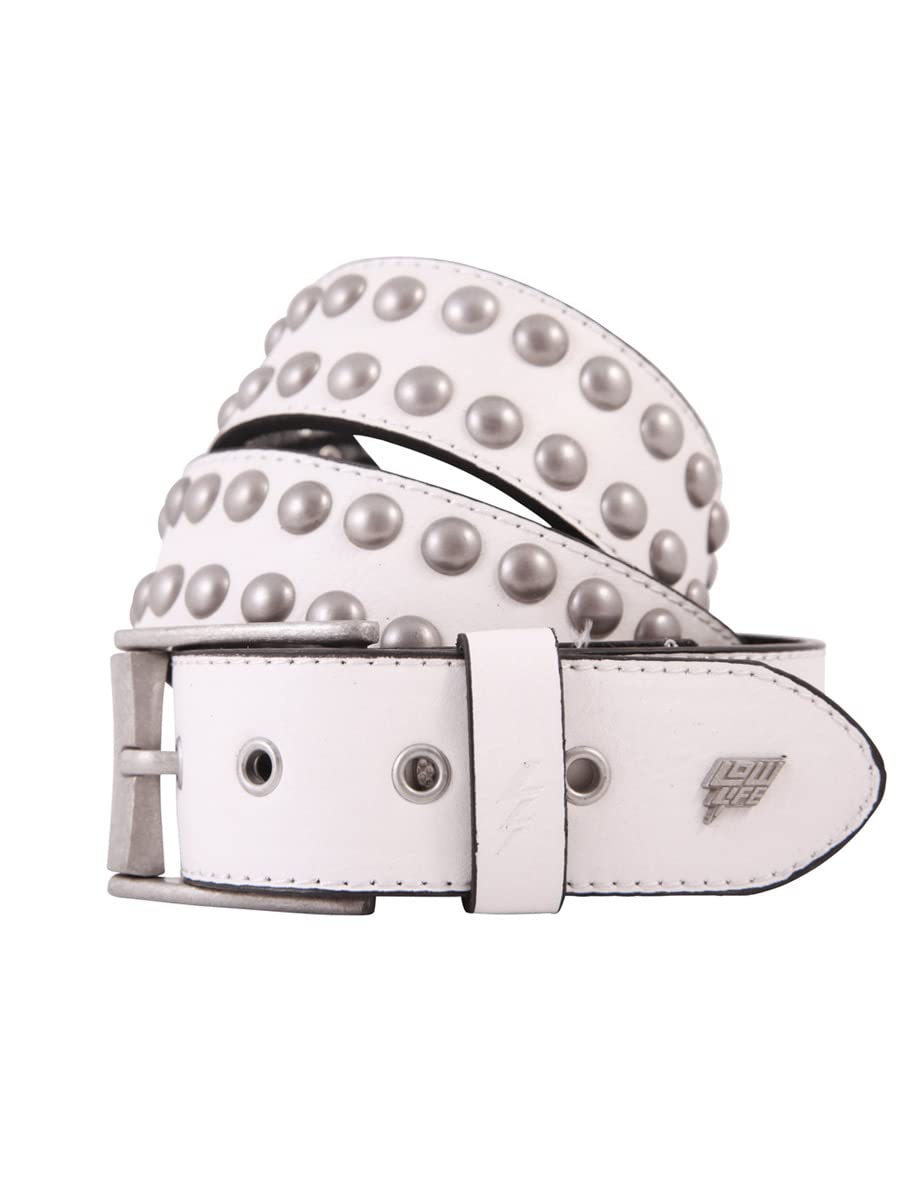 Lowlife Sphere Leather Belt in White