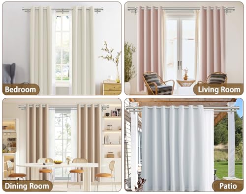 KAMANINA Silber Gardinenstange 2 Läufig 90 to 182 cm, 25 mm Ausziehbar Gardinenstangen, Gardinenstange Doppelläufig mit Einfachen Endkappen für Fenster