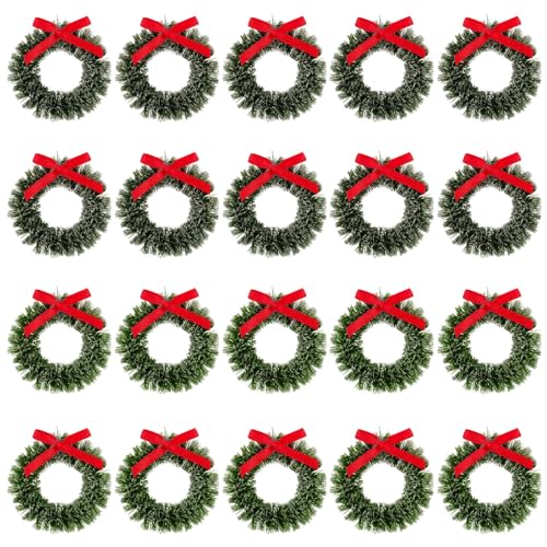 BOFUNX 20Stk. Mini Weihnachtskranz Miniatur Kränze Künstliche Mini...