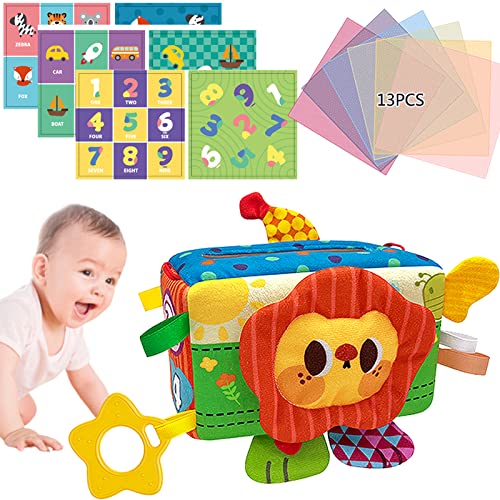 Image of HONGID Baby Toys 6 to 12 Months - Baby Tissue Box Toy - Montessori Toys for Babies 6-12 Months, Soft Stuffed High Contrast Crinkle Infant Sensory Toys, Christmas Xmax Stocking Stuffers for Babies