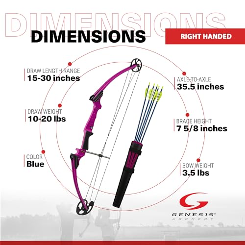 GENESIS Original Compound Bow & Arrow Kit- Draw Hand - Right, Purple - image 3