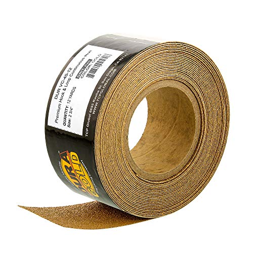 Dura-Gold Premium - 40 Grit Gold - Hook & Loop Backing Longboard Continuous Sandpaper Roll, 2-3 4  Wide, 12 Yards Long - For Automotive & Woodworking Air File Long Board Sanders, Hand Sanding Blocks