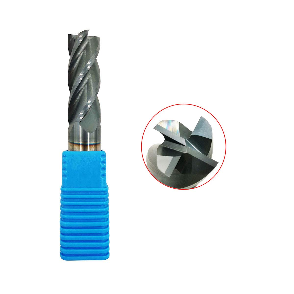 3/4" Carbide Square End Mill, HRC 45 Deg Single End 4 Flute AlTiN Coating Mill Bits
