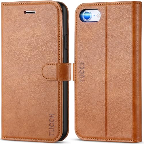 TUCCH Wallet Case for iPhone SE 2022/ SE2020/iPhone 7/8/, Light Brown