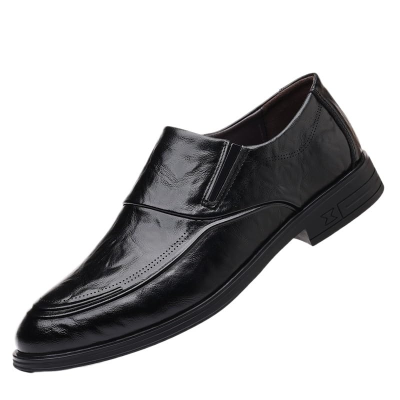 Men's Tuxedo Dress Shoes Men Casual Retro Wedding Work Oxford Shoes Patent Leather Business Slip on Loafer Formal Casual Comfortable Derby Shoes(Black,6.5)
