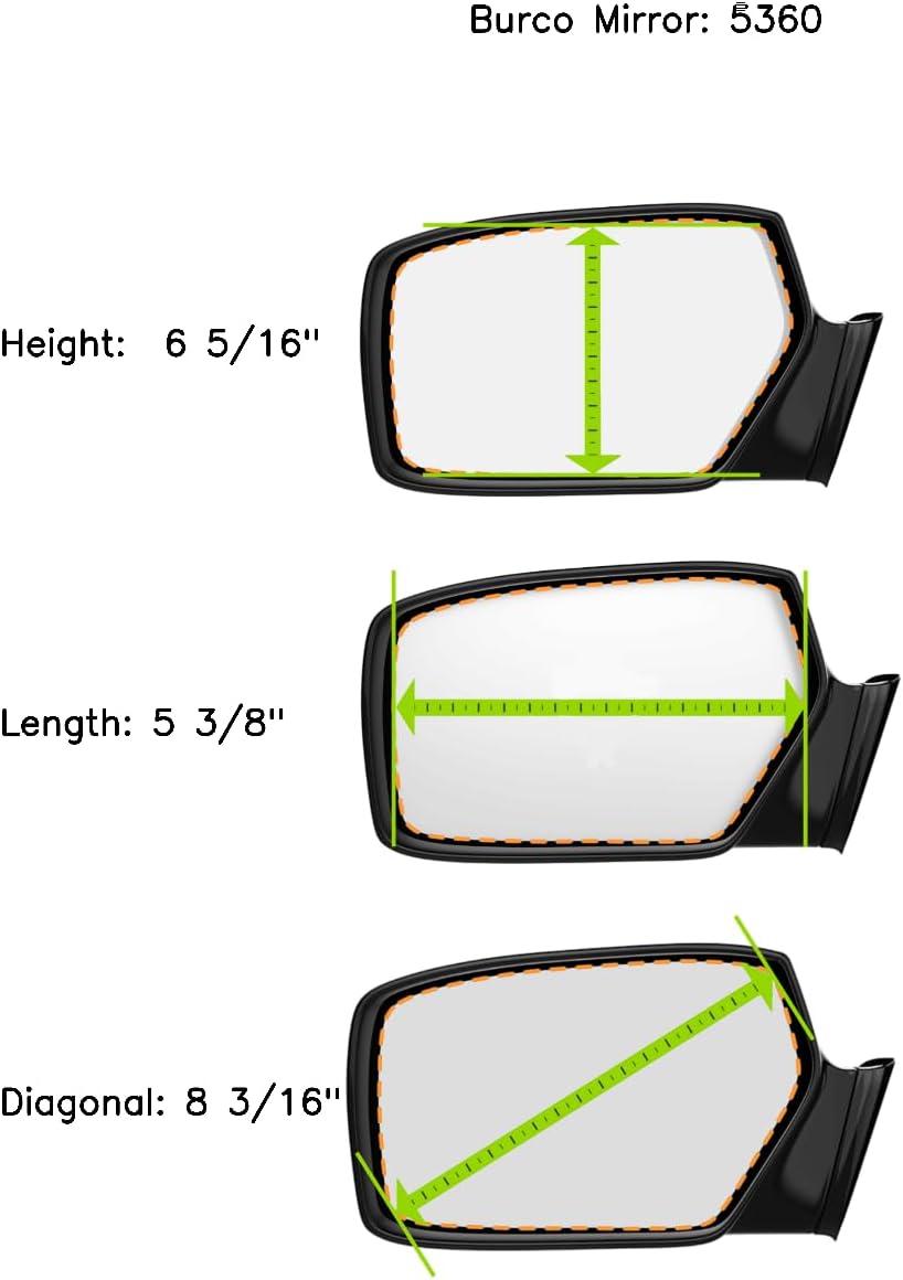Compatible with 09-11 Mercedes GL, 08-11 ML Series Right Passenger Convex Mirrors Glass Lens. w/Adhesive Multiple Options Style Types See Details