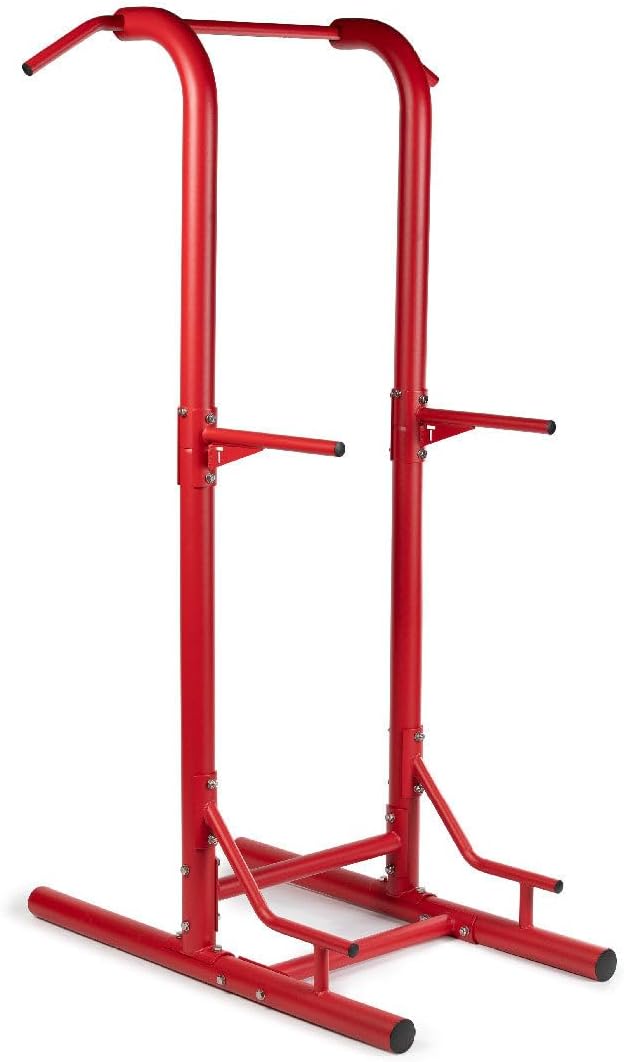 Titan Fitness Outdoor Power Tower, Red, 4-Stations-in-1, Pull-Up, Dip, Knee Raise, Push-Up Stations