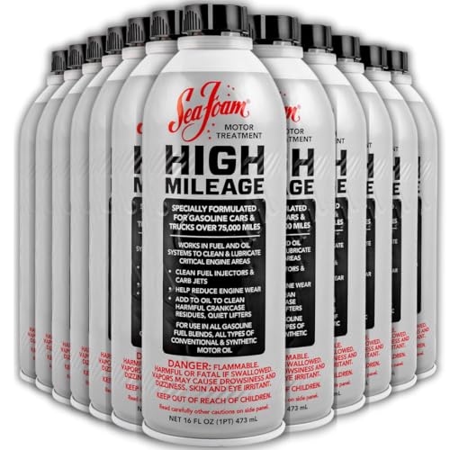 High Mileage Motor Treatment – Gas & Oil Additive for Fuel Injectors, Oil Burning & Engine Lubrication – 16 oz | Model HM16 (12 Pack)