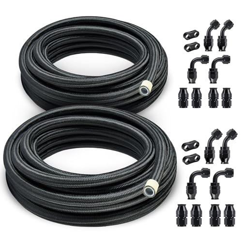 EVIL ENERGY 6AN 8AN PTFE Fuel Line Kit AN6 AN8 Nylon Braided Fuel Line Hose Fitting Kit PTFE Fuel Hose kit 10FT(2 Kits)