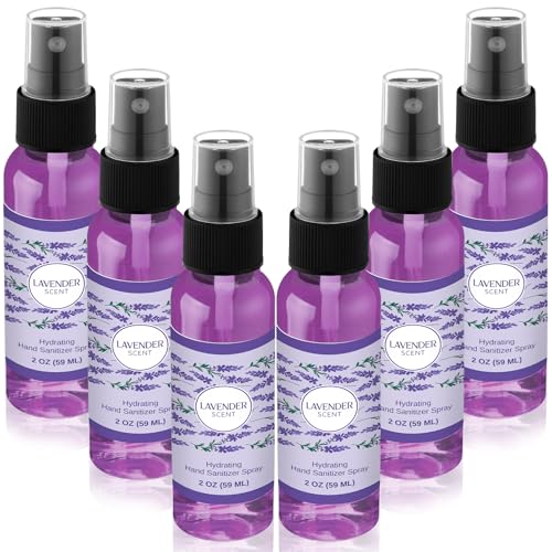 Image of 6 Pcs Hydrating Hand Sanitizer Spray Lavender Scent Hand Sanitizer Spray Bulk Travel Size 2 Fl oz Pocket Bottle for Family Adults Friends Office Coworker Mother's Day Teacher Appreciation Gifts