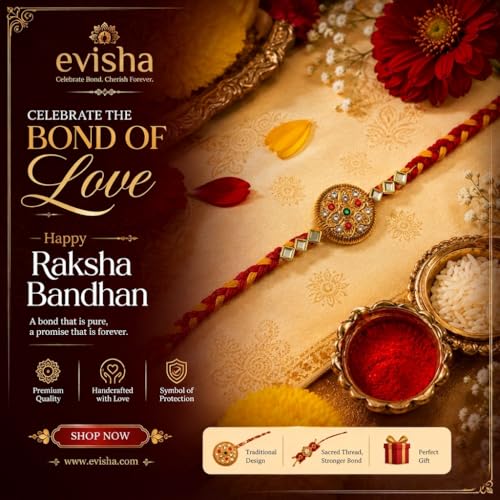 Image of 1 Pcs Elegant Handmade Lakh Rakhi for Bhaiya with Roli Chawal Traditional Floral Wristband Ethnic Rakshabandhan Thread for Bhaiya, Festive Bracelet Gift Set
