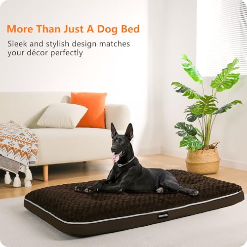 HMTOPE Orthopädisches Hundebett, Hundematte im Doppelstock-Design, Waschbar Hundekissen, Abnehmbar Hundekorb, 120 cm für Große Hunde, Braun