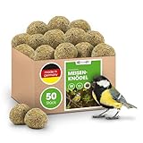 Meisenknödel ohne Netz 50 Stück mit Futterspender - Vogelfutter für Wildvögel - 4,5 Kg Wildvogelfutter
