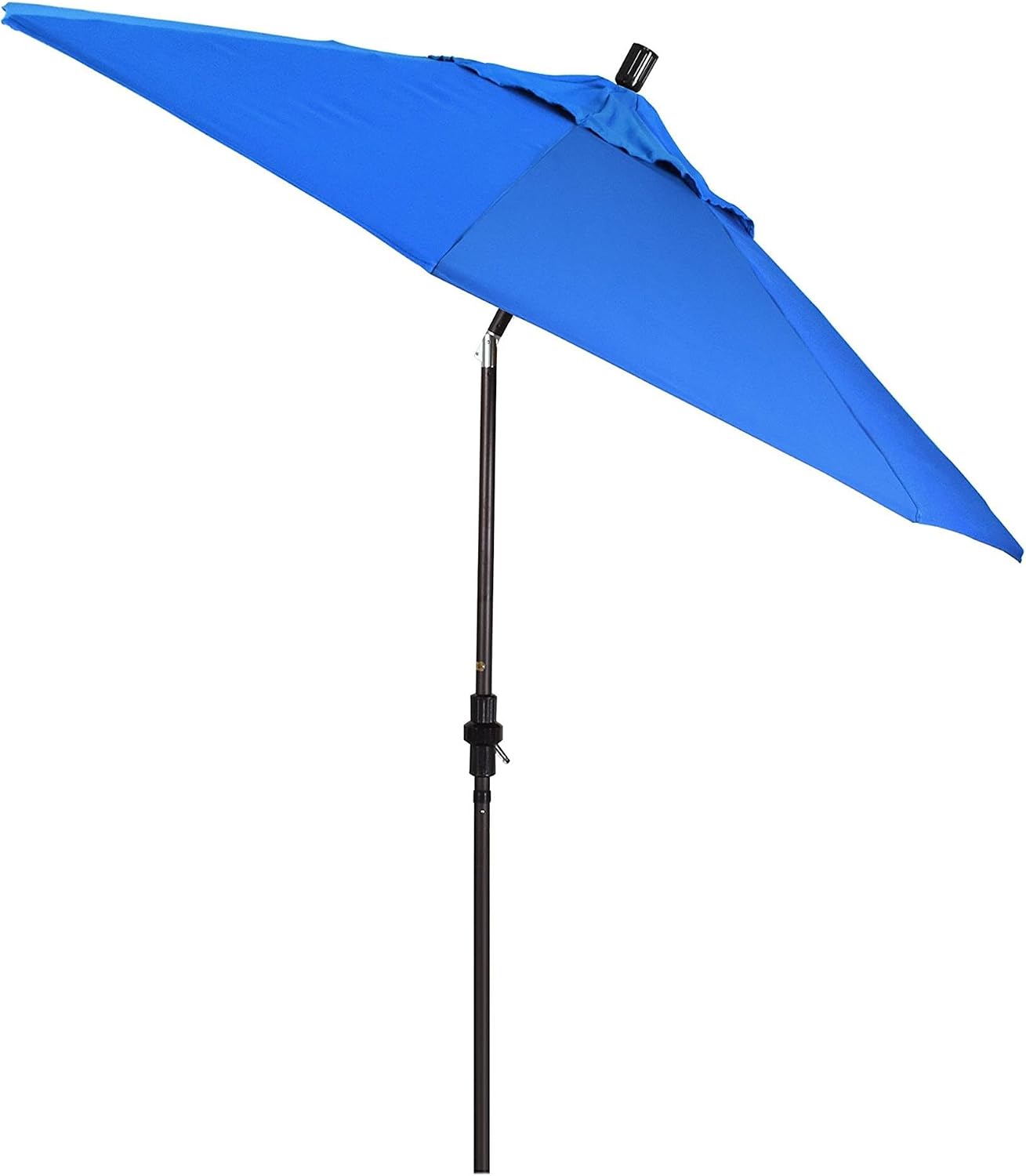 Pemberly Row 9 ft Patio Umbrella, Royal Blue Olefin Fabric, Bronze Aluminum Frame, Collar Tilt Design, Crank-to-Open Feature, Durable Outdoor Shade for Patio, Backyard, or Garden