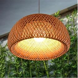 Lamparas Colgantes Para Pasillos SHIKUN - Lámpara de techo tejida de bambú con pantalla, lámpara colgante de estilo vietnamita, lámpara de techo decorativa para restaurante, pasillo, sala de estar, bar, café, 30 x 18 cm