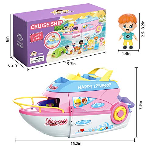 Toyssa Cruise Ship Pretend Play Toys Yacht Playset with Figures and Accessories Christmas Xmas Gift for 3 4 5 6 7 Yeas Old Girls - Thumbnail 3