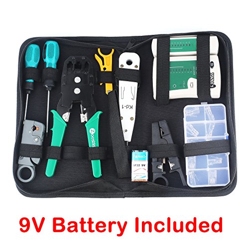 Zoostliss 11 in 1 Professional Network Computer Maintenance Repair Tools for for RJ45/11/12 Cat5/5e with Connector Accessories