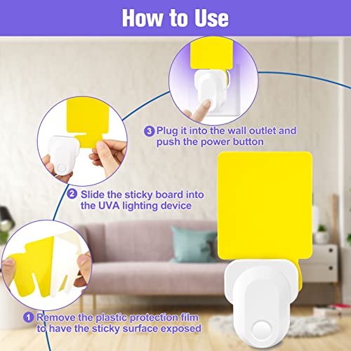 1 Pack Electronic Flying Insect Trap Plug in, Flea, Mosquito, Fly, Gnat, Moth, and Bug Killer Catcher, Fruit Flying Traps for Indoor and Office, Mosquito Trap with Night Light and 10 Sticky Boards - Thumbnail 4