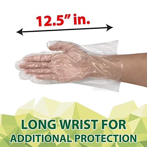Disposable Food Handling Long Cuff Poly Gloves | One Size Fits Most, 525 per box (4 boxes) - 2100 pieces